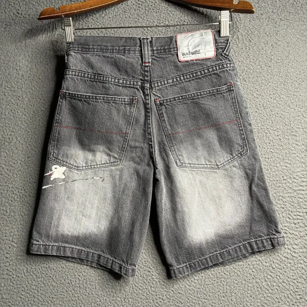 Ecko Unltd Y2K Embroidered Logo Kids Jorts Size 10 Cyber Baggy 26x9